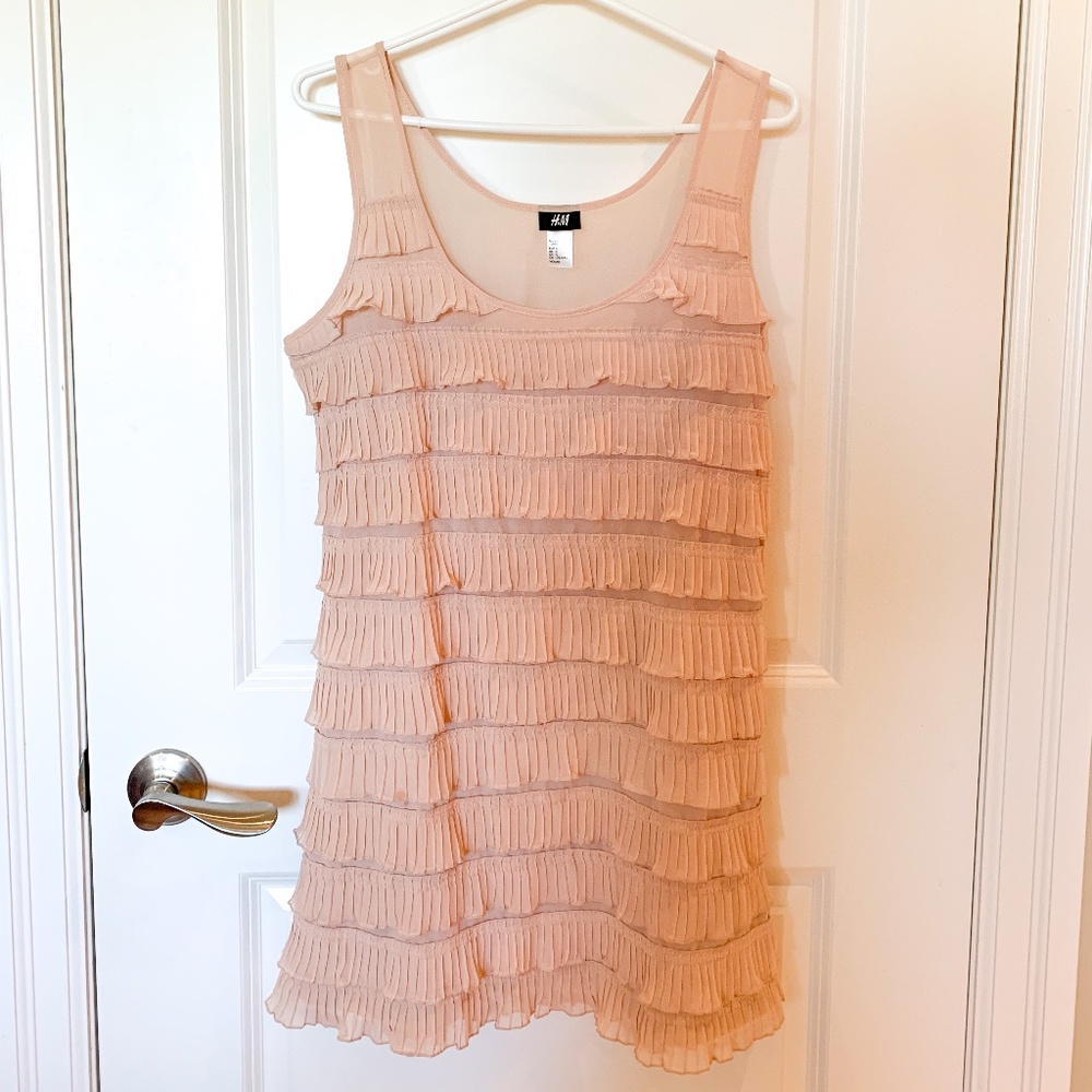 Blush rose flapper fringe dress